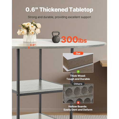 47 Zoll runder Esstisch aus Holz für 2–4 Personen (nur Tisch) | EU