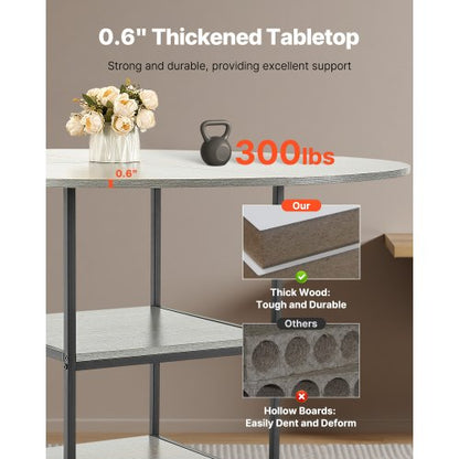 47 Zoll runder Esstisch aus Holz für 2–4 Personen (nur Tisch) | EU