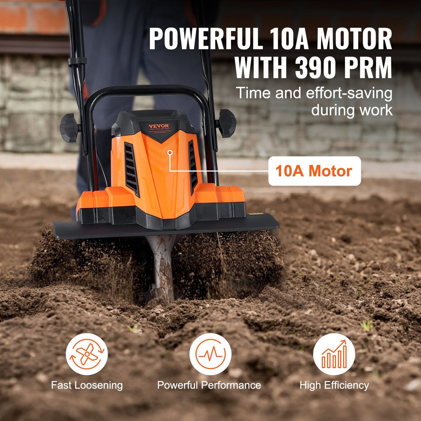 10 Amp Electric Tiller, 14" Tilling Width 3.94" Tilling Depth Corded Electric Tiller/Cultivator, Steel Mn Tines, Rototiller for Garden Lawn Soil Digging