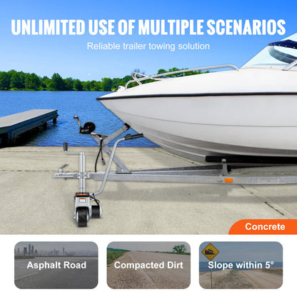 Electric Trailer Dolly, 5000lbs dragkapacitet, 350W 12V Trailer Jockey Wheel med 22 ft/min rörelsehastighet, 12''-24,8'' Justerbar klämhöjd & 8'' gummidäck, för flyttsläp husvagnsbåt