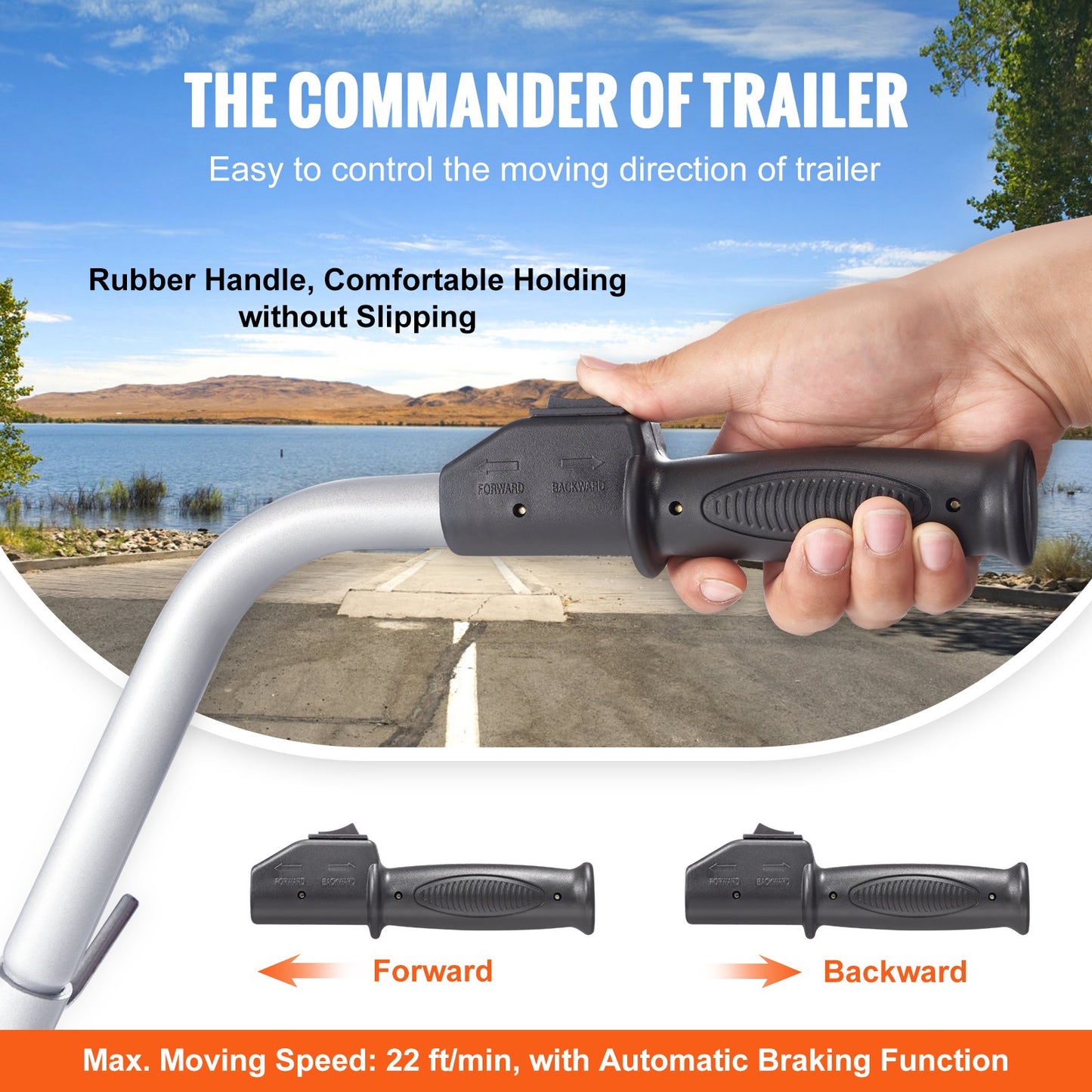 Electric Trailer Dolly, 5000lbs dragkapacitet, 350W 12V Trailer Jockey Wheel med 22 ft/min rörelsehastighet, 12''-24,8'' Justerbar klämhöjd & 8'' gummidäck, för flyttsläp husvagnsbåt