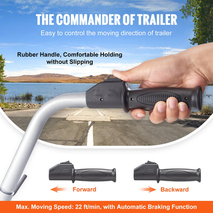 Electric Trailer Dolly, 5000lbs dragkapacitet, 350W 12V Trailer Jockey Wheel med 22 ft/min rörelsehastighet, 12''-24,8'' Justerbar klämhöjd & 8'' gummidäck, för flyttsläp husvagnsbåt