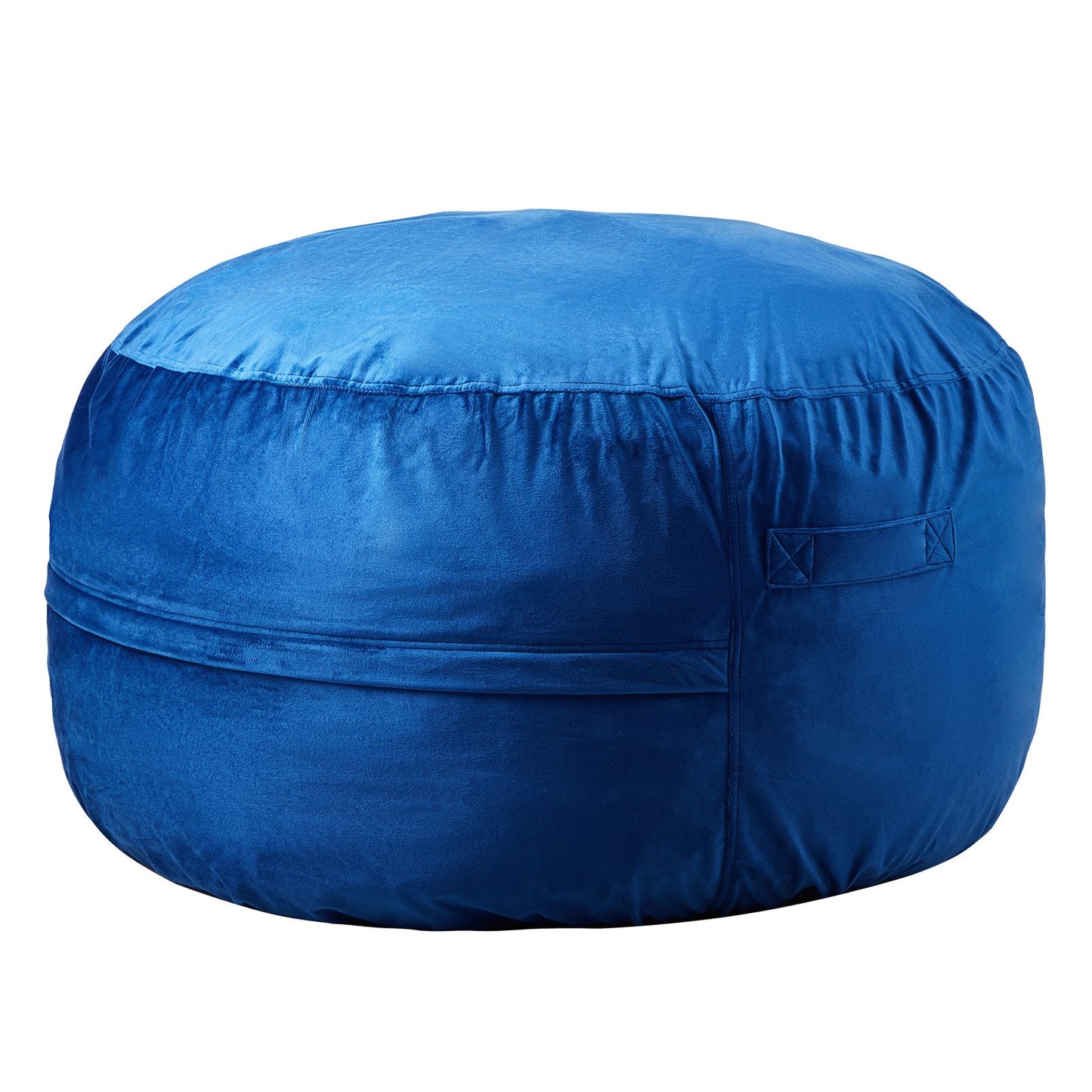 Runder Sitzsack, 91 cm, mit abnehmbarem Bezug und niederländischem Samt, Blau