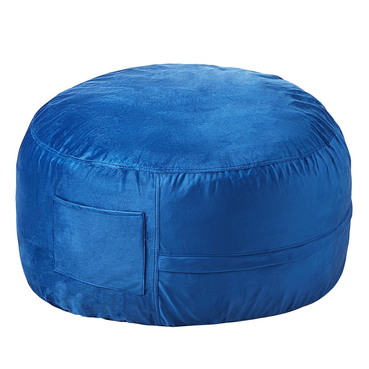Runder Sitzsack, 91 cm, mit abnehmbarem Bezug und niederländischem Samt, Blau