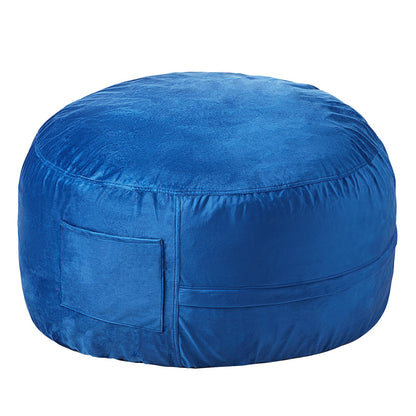 Runder Sitzsack, 91 cm, mit abnehmbarem Bezug und niederländischem Samt, Blau