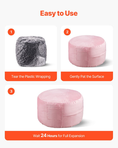 Runder Sitzsack mit abnehmbarem Bezug, 91 cm, Dutch Velvet Pink