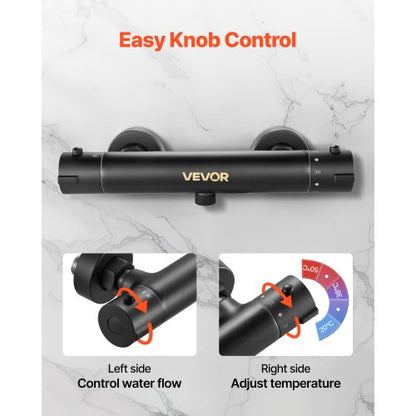 termostatisk duschkranventil, 38℃ säkert lås termostatisk duschventil trimkit, varm-kallvatten duschkran temperaturreglerventiler med elektroforetisk beläggning för badrum, husbil |  EU