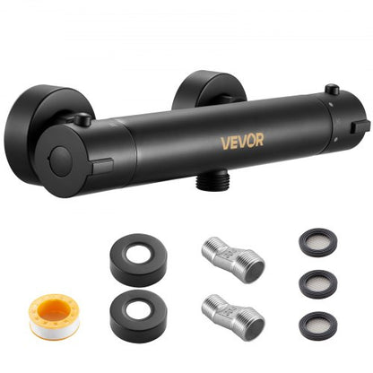 termostatisk duschkranventil, 38℃ säkert lås termostatisk duschventil trimkit, varm-kallvatten duschkran temperaturreglerventiler med elektroforetisk beläggning för badrum, husbil |  EU