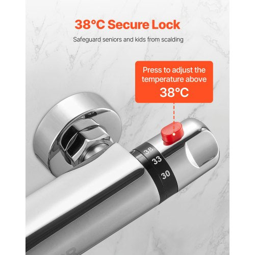 termostatisk duschkranventil, skållningsskyddad 38 ℃ säker lås termostatisk duschblandare, varm-kallvattenduschkran temperaturreglerventiler för badrum, husbil, förkromad beläggning |  EU