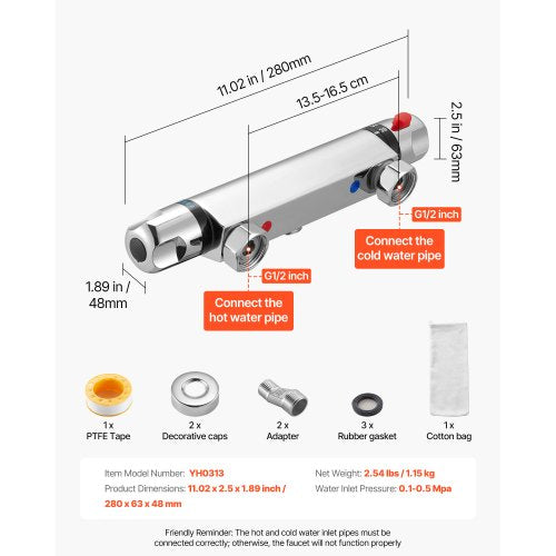 termostatisk duschkranventil, skållningsskyddad 38 ℃ säker lås termostatisk duschblandare, varm-kallvattenduschkran temperaturreglerventiler för badrum, husbil, förkromad beläggning |  EU