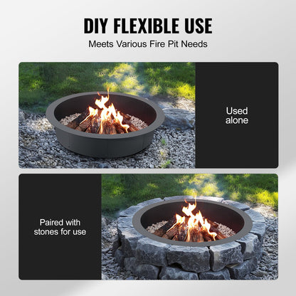 Fire Pit Ring Round 44 Inch Outer Steel Liner DIY Campfire Ring Firepit