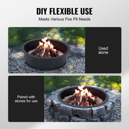 Fire Pit Ring Round 45 Inch Outer Steel Liner DIY Campfire Ring Firepit