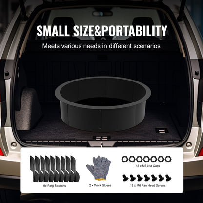 Fire Pit Ring Round 45 Inch Outer Steel Liner DIY Campfire Ring Firepit