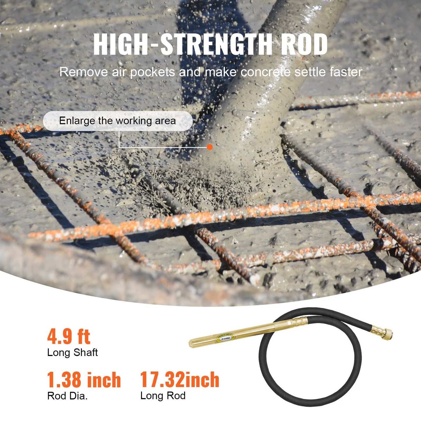 Handhållen elektrisk betongvibrator 800W 1,5M axelluftbubblorborttagare