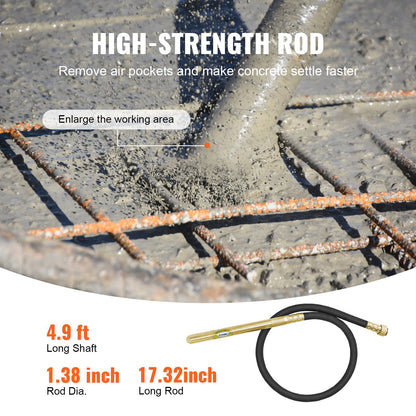 Handhållen elektrisk betongvibrator 800W 1,5M axelluftbubblorborttagare
