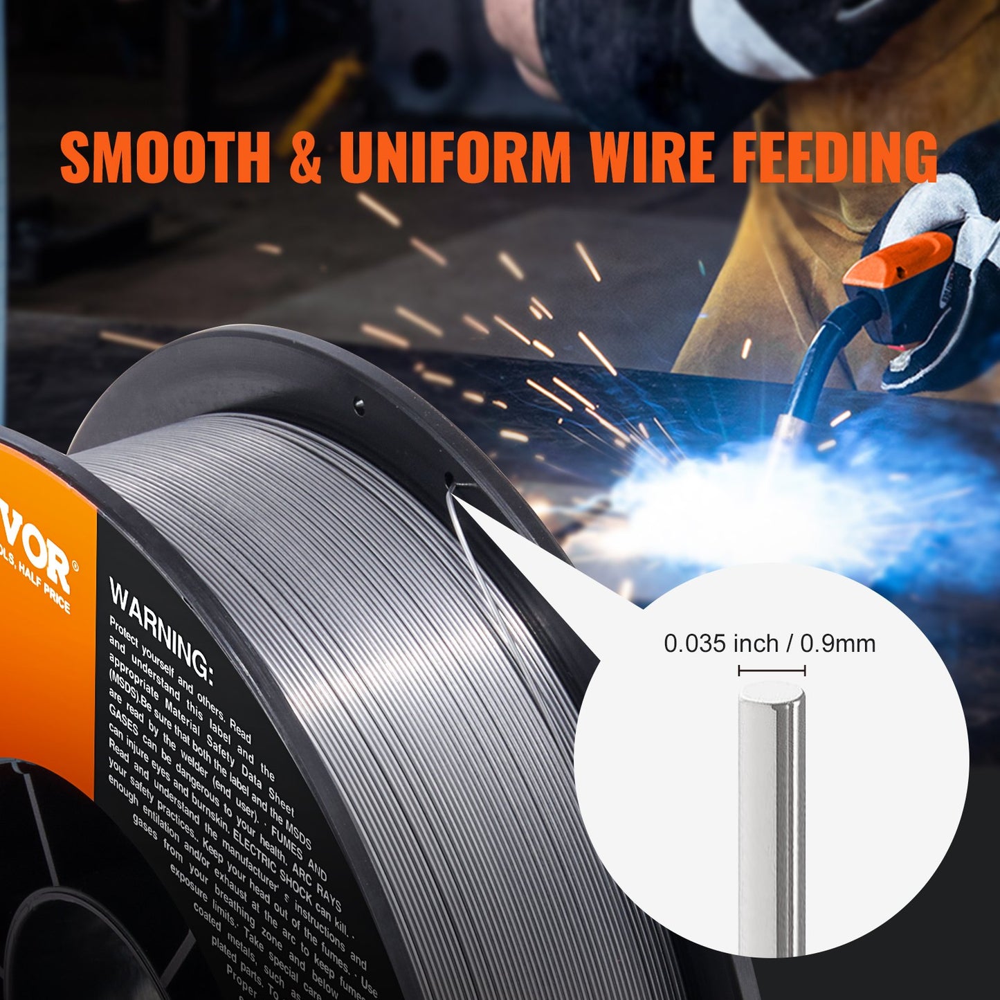Flux Core Welding Wire, E71T-GS 0.035-inch 10LBS, Gasless Mild Steel MIG Welding Wire with Low Splatter for All Position Arc Welding and Outdoor Use