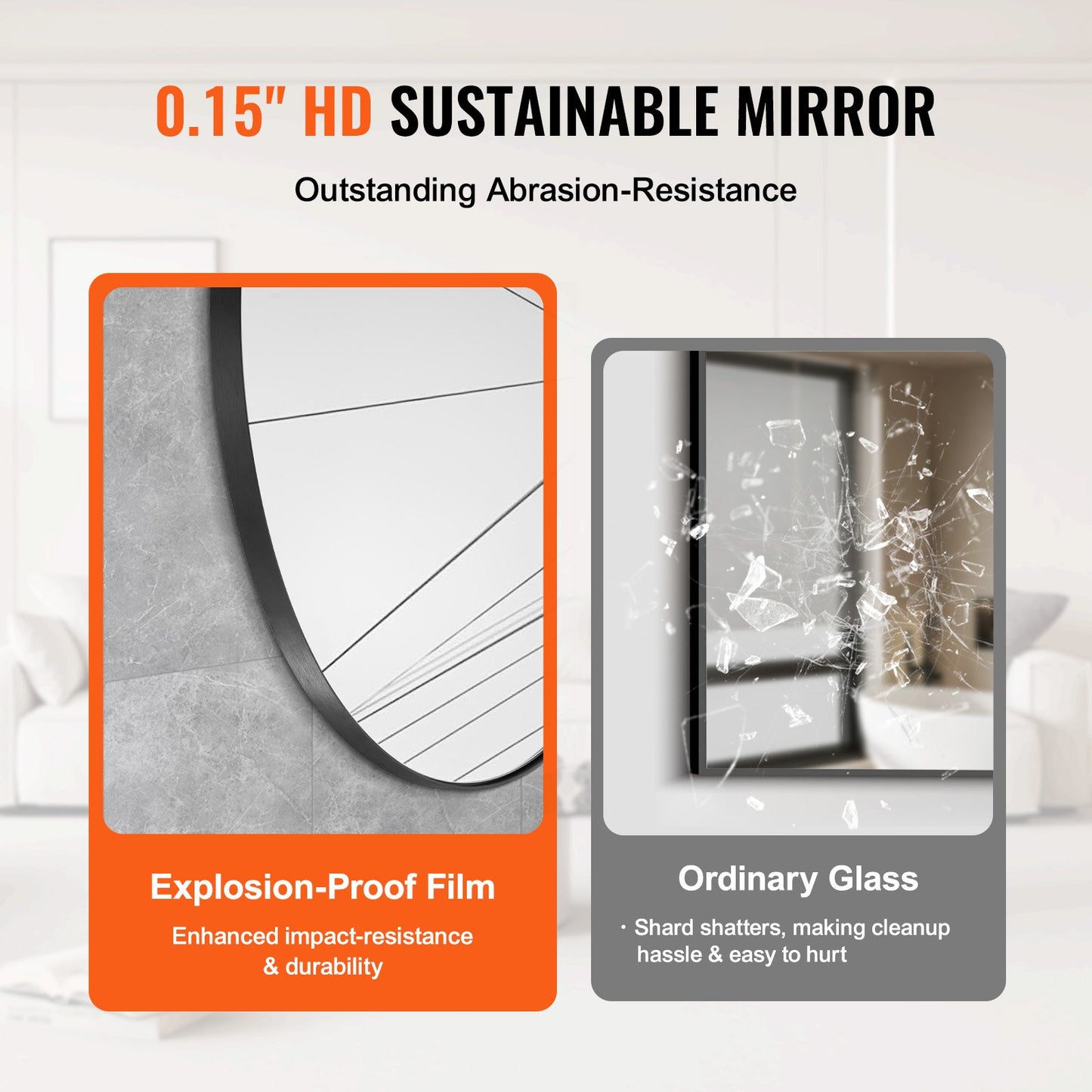 Round wall mounted mirror 30 in mirror with aluminum alloy frame