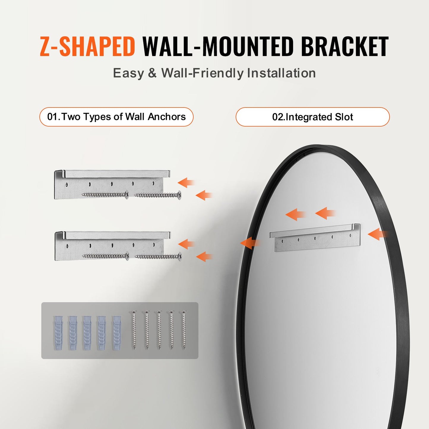 Round wall mounted mirror 30 in mirror with aluminum alloy frame