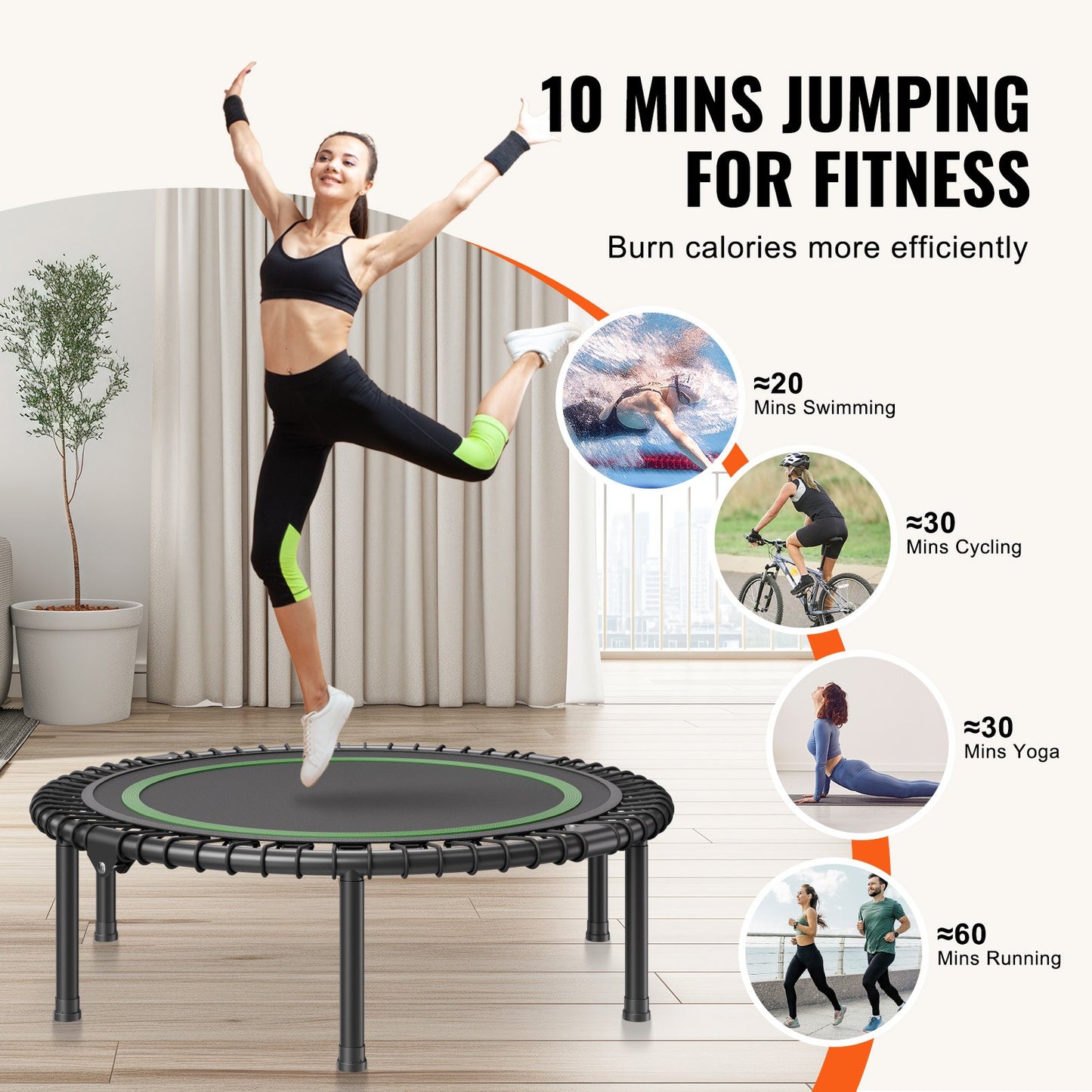 40" faltbares Mini-Fitness-Trampolin für Erwachsene, Indoor-Trainings-Rebounder