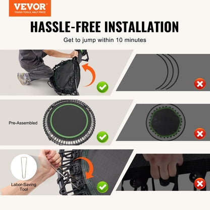 40" faltbares Mini-Fitness-Trampolin für Erwachsene, Indoor-Trainings-Rebounder