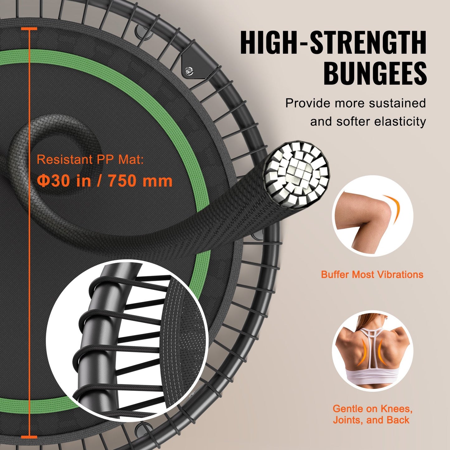 40" Faltbares Mini-Fitness-Trampolin für Erwachsene, Übungs-Rebounder mit Griff