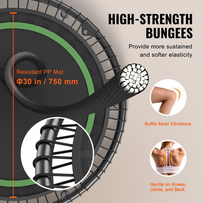 40" Faltbares Mini-Fitness-Trampolin für Erwachsene, Übungs-Rebounder mit Griff