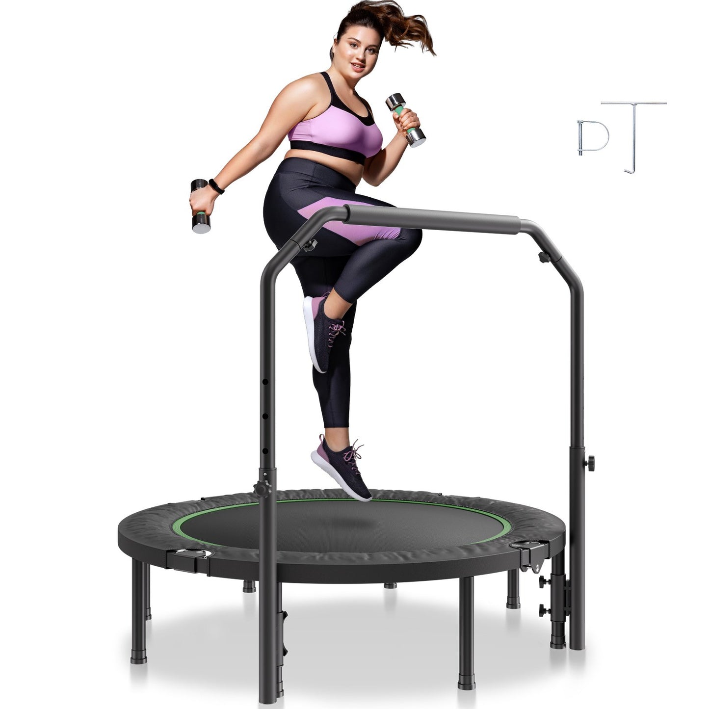 52" Foldable Mini Exercise Trampoline for Adults with Handle