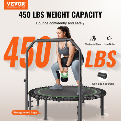 51" Foldable Mini Fitness Trampoline Adult Exercise Rebounder with Handle