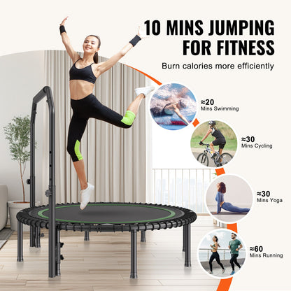 51" Foldable Mini Fitness Trampoline Adult Exercise Rebounder with Handle