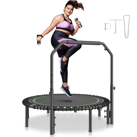 51" Foldable Mini Fitness Trampoline Adult Exercise Rebounder with Handle
