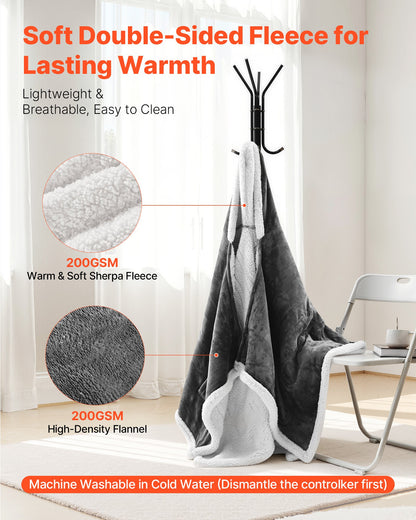 Wearable Heated Throw Blanket Electric Shawl, Portable Robe Blanket Hoodie for Women, 5 Heating Levels, 3H Auto Shut-Off, Overheat Protection,Winter for Adult Mom Girlfriend,Machine Washable