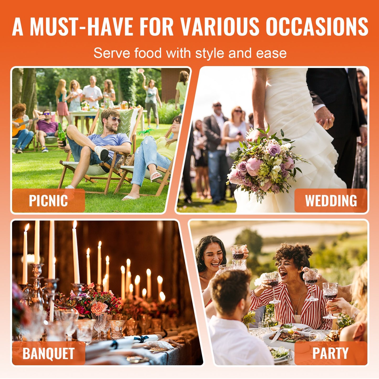 Chafing Dish Buffet Set, 4 Qt 2 Pack, Stainless Steel Chafer with 2 Full Size Pans, Round Catering Warmer Server with Vented Glass Lid Water Pan Stand Fuel Holder Hook Spoon, at Least 4 People E