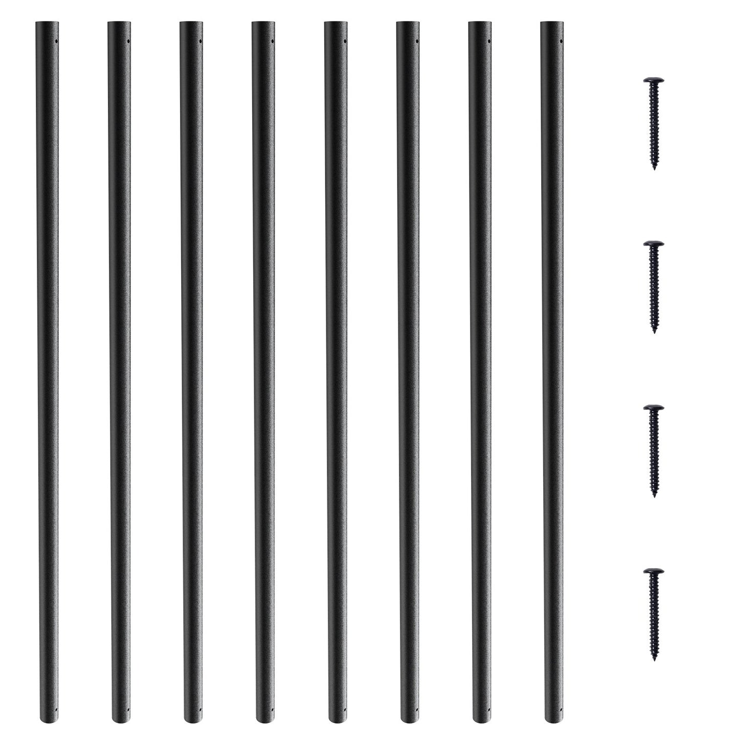 Staircase Metal Balusters, 3/4'' Round x 32'' Långa dekorativa räckespindlar i aluminium, 101-pack Däck Baluster med skruvar, Klassiskt håldäcksräcke Satin Black Pulverlackerad för veranda