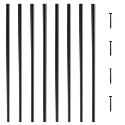 Staircase Metal Balusters, 3/4'' Round x 32'' Långa dekorativa räckespindlar i aluminium, 101-pack Däck Baluster med skruvar, Klassiskt håldäcksräcke Satin Black Pulverlackerad för veranda