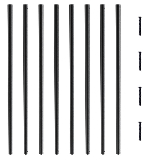 Staircase Metal Balusters, 3/4'' Round x 32'' Långa dekorativa räckespindlar i aluminium, 101-pack Däck Baluster med skruvar, Klassiskt håldäcksräcke Satin Black Pulverlackerad för veranda