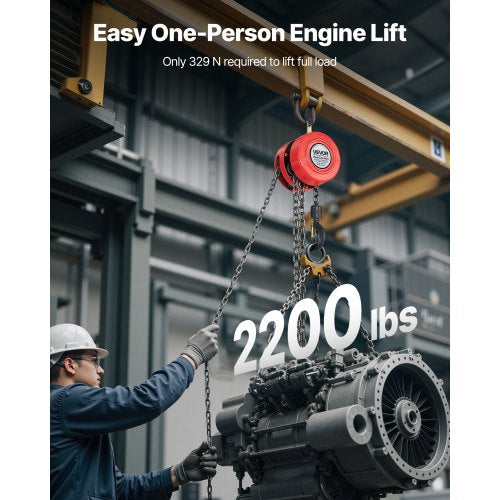 handtelfer, 1 ton kapacitet, manuell kedjeblock med uppgradering G70 galvaniserad kedja, 2,44 m lyfthöjd, kraftig remskivetelfer för garage, lager, fordonsmaskiner, röd |  EU