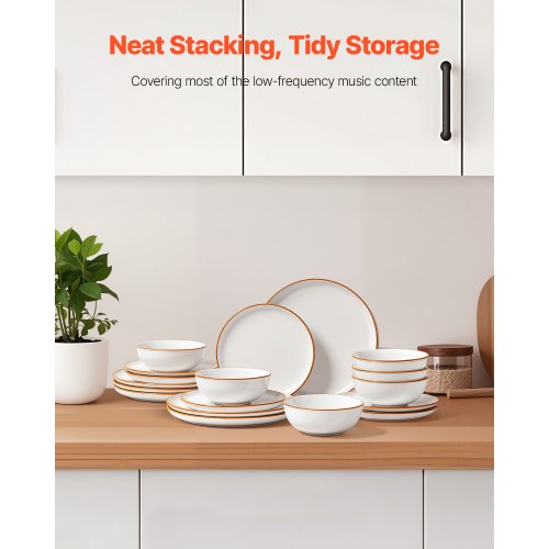 18-PIECE Ceramic Dinnerware Set, Plates and Bowls, For 6 People, White | EU