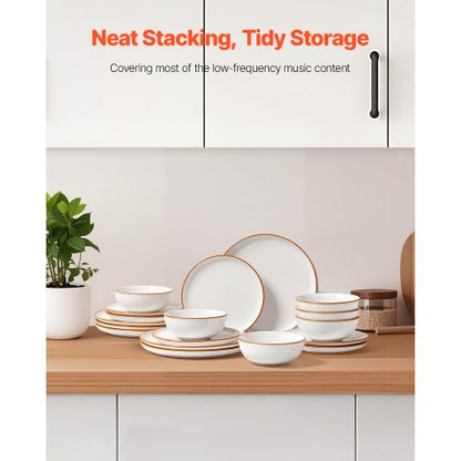 18-PIECE Ceramic Dinnerware Set, Plates and Bowls, For 6 People, White | EU