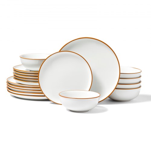 Dinnerware Set, Service for 6 (18 PCS), Round Plates and Bowls Sets, Scratch Resistant Ceramic Dinner Ware, Dishwasher and Microwave Suitable Kitchen Dish, for Dessert Salad Soup Pasta, White