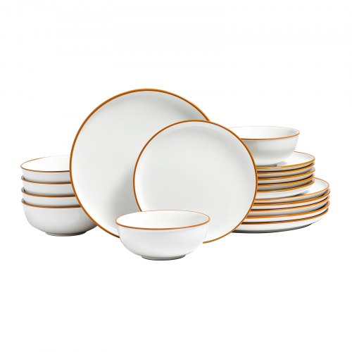 18-PIECE Ceramic Dinnerware Set, Plates and Bowls, For 6 People, White | EU