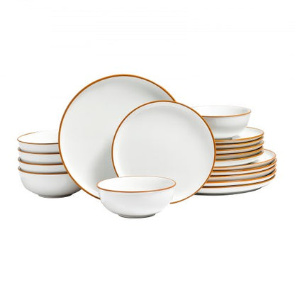 18-PIECE Ceramic Dinnerware Set, Plates and Bowls, For 6 People, White | EU