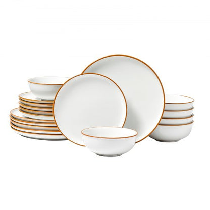 18-PIECE Ceramic Dinnerware Set, Plates and Bowls, For 6 People, White | EU