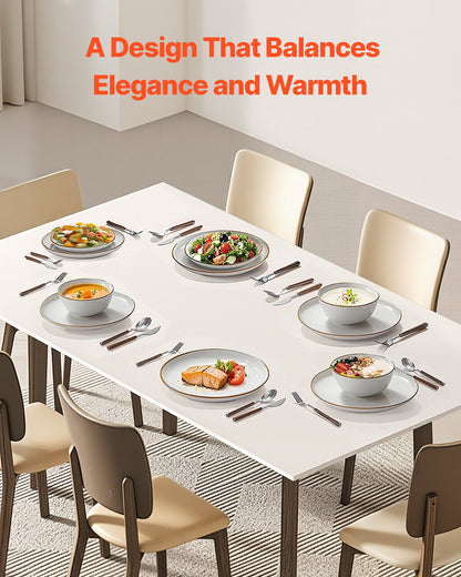 Dinnerware Set, Service for 6 (18 PCS), Round Plates and Bowls Sets, Scratch Resistant Ceramic Dinner Ware, Dishwasher and Microwave Suitable Kitchen Dish, for Dessert Salad Soup Pasta, White