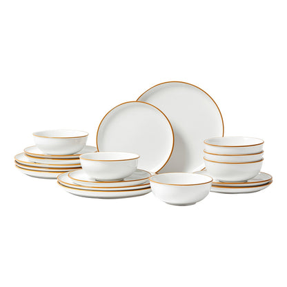 Dinnerware Set, Service for 6 (18 PCS), Round Plates and Bowls Sets, Scratch Resistant Ceramic Dinner Ware, Dishwasher and Microwave Suitable Kitchen Dish, for Dessert Salad Soup Pasta, White