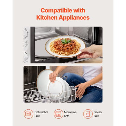 12-teiliges Keramik-Geschirrset, Teller und Schüsseln, für 4 Personen, Weiß | EU