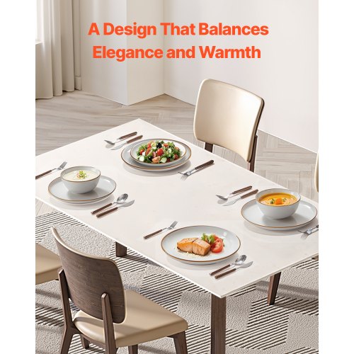 12-teiliges Keramik-Geschirrset, Teller und Schüsseln, für 4 Personen, Weiß | EU