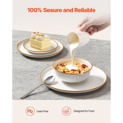 32-teiliges Keramik-Geschirrset, Teller und Schüsseln, für 8 Personen, Weiß | EU