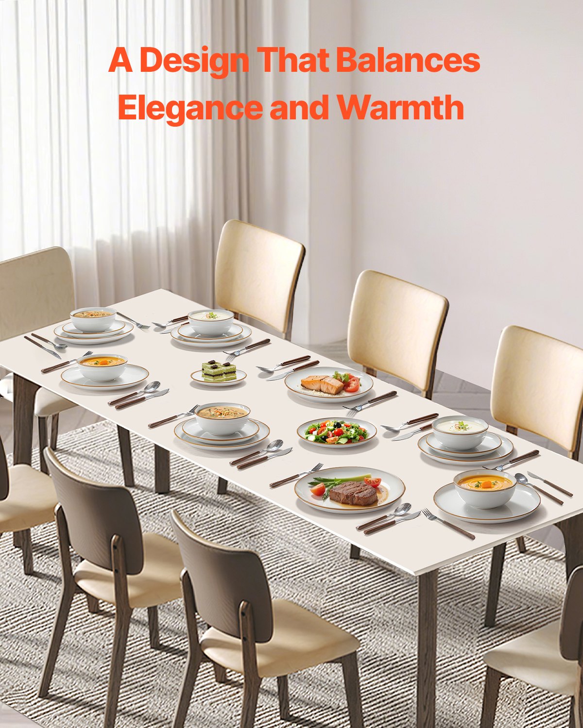 Dinnerware Set, Service for 8 (32 PCS), Round Plates and Bowls Sets, Scratch Resistant Ceramic Dinner Ware, Dishwasher and Microwave Suitable Kitchen Dish, for Dessert Salad Soup Pasta, White