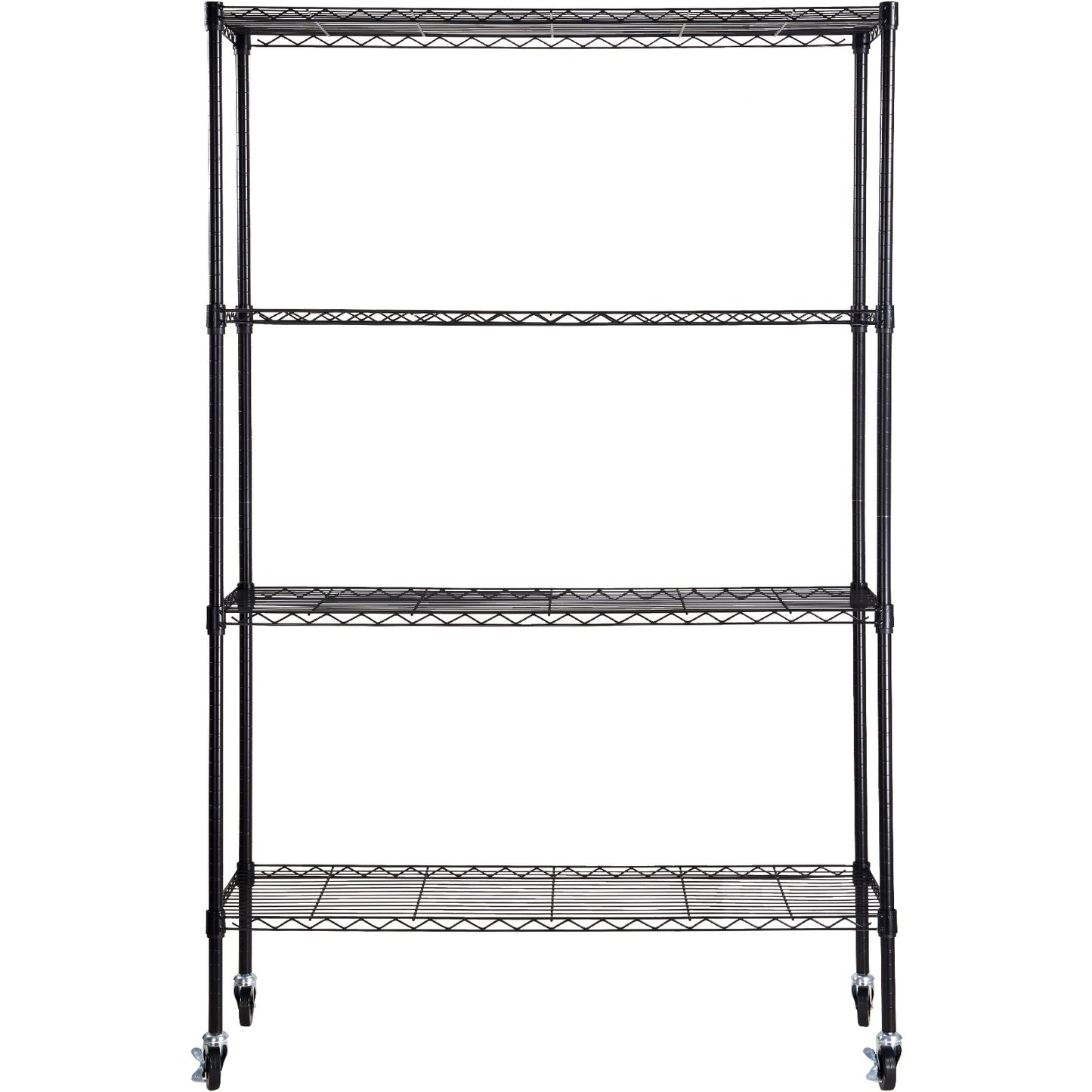 Storage Shelf with Wheels, 4-Tier Adjustable, 700 lbs Capacity, Heavy Duty Garage Shelves Metal Organizer Wire Rack, Black, 47.2" L x 17.7" W x 74" H for Kitchen Pantry Basement Bathroom