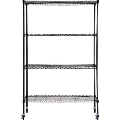 Storage Shelf with Wheels, 4-Tier Adjustable, 700 lbs Capacity, Heavy Duty Garage Shelves Metal Organizer Wire Rack, Black, 47.2" L x 17.7" W x 74" H for Kitchen Pantry Basement Bathroom